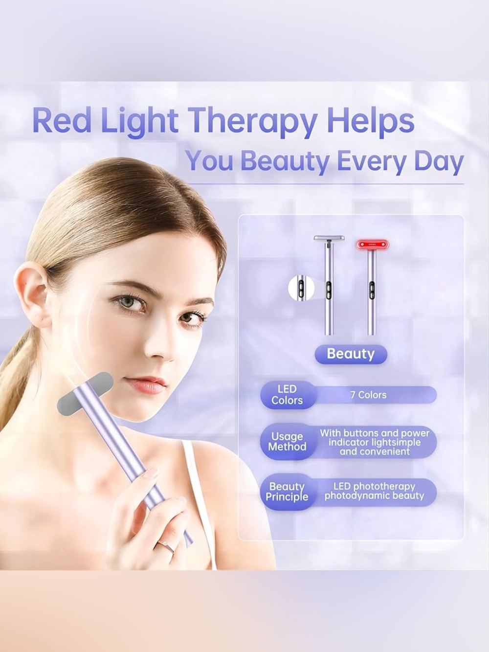 Red Light Face Wand with 7 in 1 Wand Light Therpay - Picture 9 of 11
